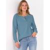 image:imageANRABESS Womens Long Sleeve Waffle Knit Shirts Dressy Casual Loose Button Up V Neck Henley Tops 2026 Fall Basic Tee BlouseDusty Blue