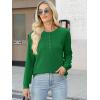 image:imageANRABESS Womens Long Sleeve Waffle Knit Shirts Dressy Casual Loose Button Up V Neck Henley Tops 2026 Fall Basic Tee BlouseGreen