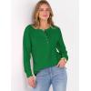 image:imageANRABESS Womens Long Sleeve Waffle Knit Shirts Dressy Casual Loose Button Up V Neck Henley Tops 2026 Fall Basic Tee BlouseGreen