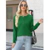 image:imageANRABESS Womens Long Sleeve Waffle Knit Shirts Dressy Casual Loose Button Up V Neck Henley Tops 2026 Fall Basic Tee BlouseGreen