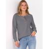 image:imageANRABESS Womens Long Sleeve Waffle Knit Shirts Dressy Casual Loose Button Up V Neck Henley Tops 2026 Fall Basic Tee BlouseGrey