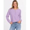 image:imageANRABESS Womens Long Sleeve Waffle Knit Shirts Dressy Casual Loose Button Up V Neck Henley Tops 2026 Fall Basic Tee BlouseLight Purple