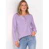 image:imageANRABESS Womens Long Sleeve Waffle Knit Shirts Dressy Casual Loose Button Up V Neck Henley Tops 2026 Fall Basic Tee BlouseLight Purple