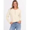 image:imageANRABESS Womens Long Sleeve Waffle Knit Shirts Dressy Casual Loose Button Up V Neck Henley Tops 2026 Fall Basic Tee BlouseParchment