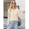 image:imageANRABESS Womens Long Sleeve Waffle Knit Shirts Dressy Casual Loose Button Up V Neck Henley Tops 2026 Fall Basic Tee BlouseParchment