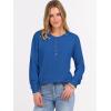 image:imageANRABESS Womens Long Sleeve Waffle Knit Shirts Dressy Casual Loose Button Up V Neck Henley Tops 2026 Fall Basic Tee BlouseRoyal Blue