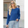 image:imageANRABESS Womens Long Sleeve Waffle Knit Shirts Dressy Casual Loose Button Up V Neck Henley Tops 2026 Fall Basic Tee BlouseRoyal Blue