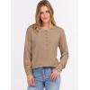 image:imageANRABESS Womens Long Sleeve Waffle Knit Shirts Dressy Casual Loose Button Up V Neck Henley Tops 2026 Fall Basic Tee BlouseTan