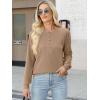 image:imageANRABESS Womens Long Sleeve Waffle Knit Shirts Dressy Casual Loose Button Up V Neck Henley Tops 2026 Fall Basic Tee BlouseTan