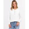 image:imageANRABESS Womens Long Sleeve Waffle Knit Shirts Dressy Casual Loose Button Up V Neck Henley Tops 2026 Fall Basic Tee BlouseWhite