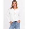 image:imageANRABESS Womens Long Sleeve Waffle Knit Shirts Dressy Casual Loose Button Up V Neck Henley Tops 2026 Fall Basic Tee BlouseWhite