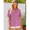 image:imageANRABESS Womens Oversized Tee Shirts Comfy Fabric Loose Fit Top AllDay Cozy for Gym Lounge Office Versatile Casual WearDark Pink