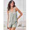 image:imageANRABESS Womens Pajama Sets Striped 2 Piece Pjs Summer Ruffle Cute Tank Top and Shorts Sleepwear 2026 Comfy Soft Lounge SetsArmy White Stripe