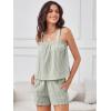 image:imageANRABESS Womens Pajama Sets Striped 2 Piece Pjs Summer Ruffle Cute Tank Top and Shorts Sleepwear 2026 Comfy Soft Lounge SetsArmy White Stripe