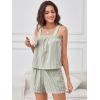image:imageANRABESS Womens Pajama Sets Striped 2 Piece Pjs Summer Ruffle Cute Tank Top and Shorts Sleepwear 2026 Comfy Soft Lounge SetsArmy White Stripe
