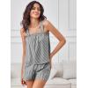 image:imageANRABESS Womens Pajama Sets Striped 2 Piece Pjs Summer Ruffle Cute Tank Top and Shorts Sleepwear 2026 Comfy Soft Lounge SetsBlack White Stripe