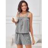 image:imageANRABESS Womens Pajama Sets Striped 2 Piece Pjs Summer Ruffle Cute Tank Top and Shorts Sleepwear 2026 Comfy Soft Lounge SetsBlack White Stripe