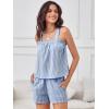 image:imageANRABESS Womens Pajama Sets Striped 2 Piece Pjs Summer Ruffle Cute Tank Top and Shorts Sleepwear 2026 Comfy Soft Lounge SetsBlue White Stripe