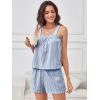 image:imageANRABESS Womens Pajama Sets Striped 2 Piece Pjs Summer Ruffle Cute Tank Top and Shorts Sleepwear 2026 Comfy Soft Lounge SetsBlue White Stripe