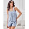 image:imageANRABESS Womens Pajama Sets Striped 2 Piece Pjs Summer Ruffle Cute Tank Top and Shorts Sleepwear 2026 Comfy Soft Lounge SetsBlue White Stripe