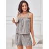 image:imageANRABESS Womens Pajama Sets Striped 2 Piece Pjs Summer Ruffle Cute Tank Top and Shorts Sleepwear 2026 Comfy Soft Lounge SetsBrown White Stripe