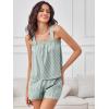 image:imageANRABESS Womens Pajama Sets Striped 2 Piece Pjs Summer Ruffle Cute Tank Top and Shorts Sleepwear 2026 Comfy Soft Lounge SetsGreen White Stripe