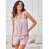 image:imageANRABESS Womens Pajama Sets Striped 2 Piece Pjs Summer Ruffle Cute Tank Top and Shorts Sleepwear 2026 Comfy Soft Lounge SetsPink White Stripe