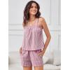 image:imageANRABESS Womens Pajama Sets Striped 2 Piece Pjs Summer Ruffle Cute Tank Top and Shorts Sleepwear 2026 Comfy Soft Lounge SetsRed White Stripe