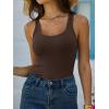 image:imageANRABESS Womens Ribbed Tank Top Scoop Neck Sleeveless Fitted Tee for Workout Going Out Casual amp Summer WearBrown