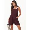 image:imageANRABESS Womens Rompers Summer Casual Loose Sleeveless Overalls Spaghetti Strap Shorts Jumpsuit 2026 Beach Vacation ClothesBurgundy