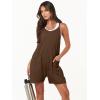 image:imageANRABESS Womens Rompers Summer Casual Loose Sleeveless Overalls Spaghetti Strap Shorts Jumpsuit 2026 Beach Vacation ClothesCoffee