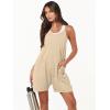 image:imageANRABESS Womens Rompers Summer Casual Loose Sleeveless Overalls Spaghetti Strap Shorts Jumpsuit 2026 Beach Vacation ClothesKhaki
