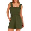 image:imageANRABESS Womens Rompers Summer Casual Smocked Square Neck Sleeveless Loose Shorts Jumpsuit 2026 Beach Vacation ClothesArmy Green