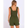 image:imageANRABESS Womens Rompers Summer Casual Smocked Square Neck Sleeveless Loose Shorts Jumpsuit 2026 Beach Vacation ClothesArmy Green