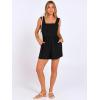 image:imageANRABESS Womens Rompers Summer Casual Smocked Square Neck Sleeveless Loose Shorts Jumpsuit 2026 Beach Vacation ClothesBlack