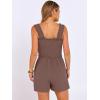 image:imageANRABESS Womens Rompers Summer Casual Smocked Square Neck Sleeveless Loose Shorts Jumpsuit 2026 Beach Vacation ClothesBrown