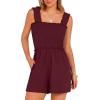 image:imageANRABESS Womens Rompers Summer Casual Smocked Square Neck Sleeveless Loose Shorts Jumpsuit 2026 Beach Vacation ClothesWine Red