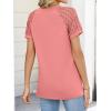 image:imageANRABESS Womens Short Sleeve V Neck Shirts Lace Dressy Casual Blouse 2026 Summer Business Work Tops Vacation Trendy TShirtsCoral