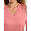 image:imageANRABESS Womens Short Sleeve V Neck Shirts Lace Dressy Casual Blouse 2026 Summer Business Work Tops Vacation Trendy TShirtsCoral
