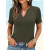 image:imageANRABESS Womens Short Sleeve V Neck Tops Summer Casual TShirts Blouses 2026 Spring Trendy Beach Vacation ClothesArmy Green