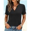 image:imageANRABESS Womens Short Sleeve V Neck Tops Summer Casual TShirts Blouses 2026 Spring Trendy Beach Vacation ClothesBlack
