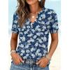 image:imageANRABESS Womens Short Sleeve V Neck Tops Summer Casual TShirts Blouses 2026 Spring Trendy Beach Vacation ClothesDeep Blue White Floral