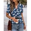 image:imageANRABESS Womens Short Sleeve V Neck Tops Summer Casual TShirts Blouses 2026 Spring Trendy Beach Vacation ClothesDeep Blue White Floral