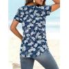 image:imageANRABESS Womens Short Sleeve V Neck Tops Summer Casual TShirts Blouses 2026 Spring Trendy Beach Vacation ClothesDeep Blue White Floral
