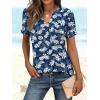 image:imageANRABESS Womens Short Sleeve V Neck Tops Summer Casual TShirts Blouses 2026 Spring Trendy Beach Vacation ClothesDeep Blue White Floral