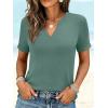 image:imageANRABESS Womens Short Sleeve V Neck Tops Summer Casual TShirts Blouses 2026 Spring Trendy Beach Vacation ClothesGreen