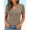 image:imageANRABESS Womens Short Sleeve V Neck Tops Summer Casual TShirts Blouses 2026 Spring Trendy Beach Vacation ClothesLight Khaki