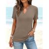 image:imageANRABESS Womens Short Sleeve V Neck Tops Summer Casual TShirts Blouses 2026 Spring Trendy Beach Vacation ClothesLight Khaki