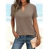 image:imageANRABESS Womens Short Sleeve V Neck Tops Summer Casual TShirts Blouses 2026 Spring Trendy Beach Vacation ClothesLight Khaki