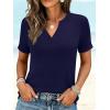 image:imageANRABESS Womens Short Sleeve V Neck Tops Summer Casual TShirts Blouses 2026 Spring Trendy Beach Vacation ClothesNavy Blue